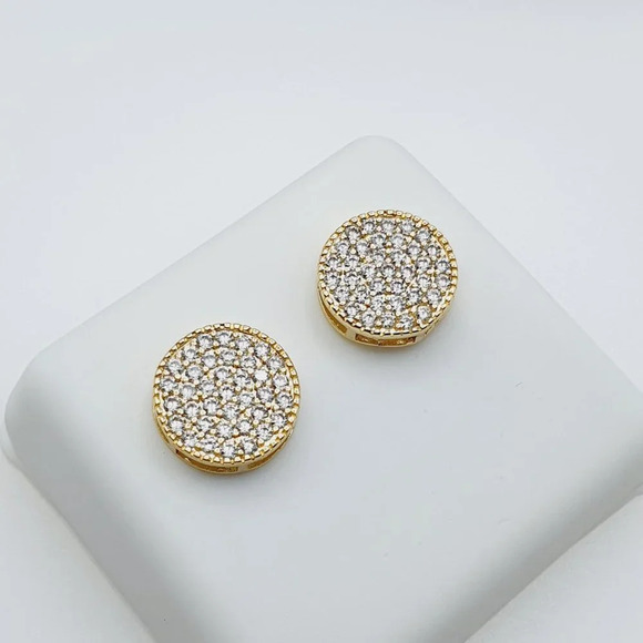 "14K Gold Plated Cubic Zircon Earrings, INUS1BR119 - Picture 6 of 10